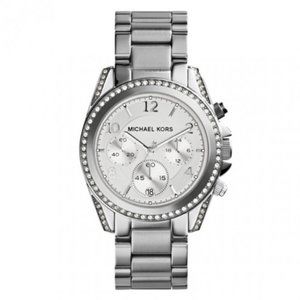 MK Blair Silver Chronograph Watch